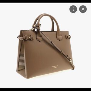 Burberry Banner Medium Tote Shoulder Bag White/Brown